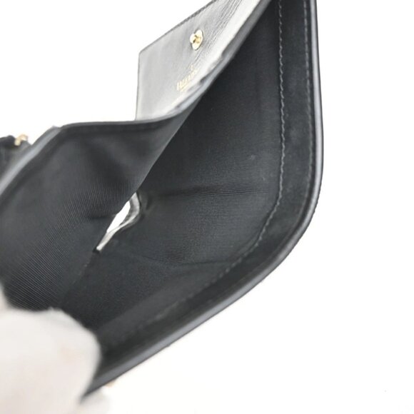 VALENTINO Logo Studs Compact Bifold Wallet Purse Leather Black GHW Italy 69KB160 - Picture 11 of 12